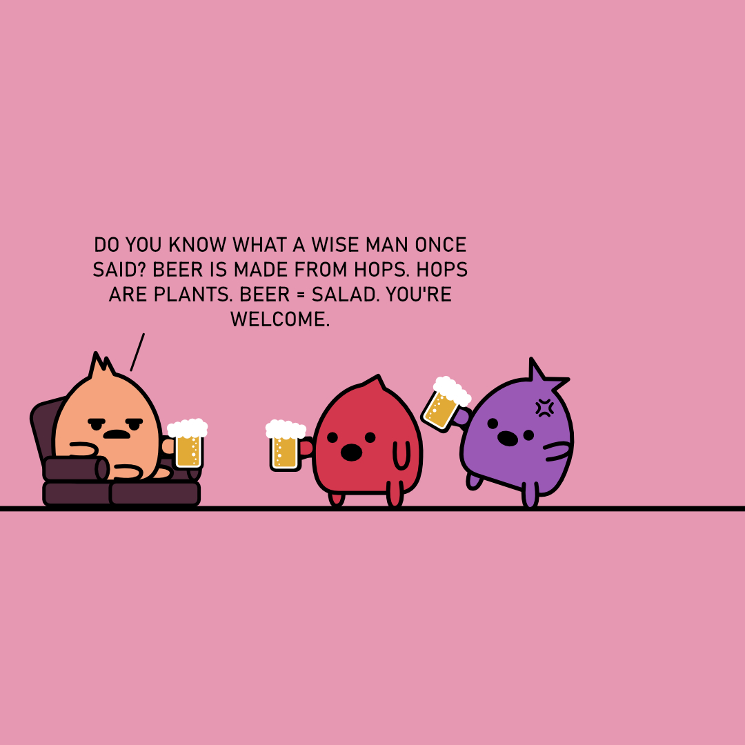 Knox, Rook and Momo sharing a beer joke